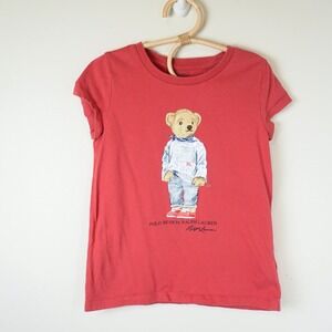 Polo Ralph Lauren Graphic Tee Kids 6X Red Polo Bear Short Sleeve Shirt